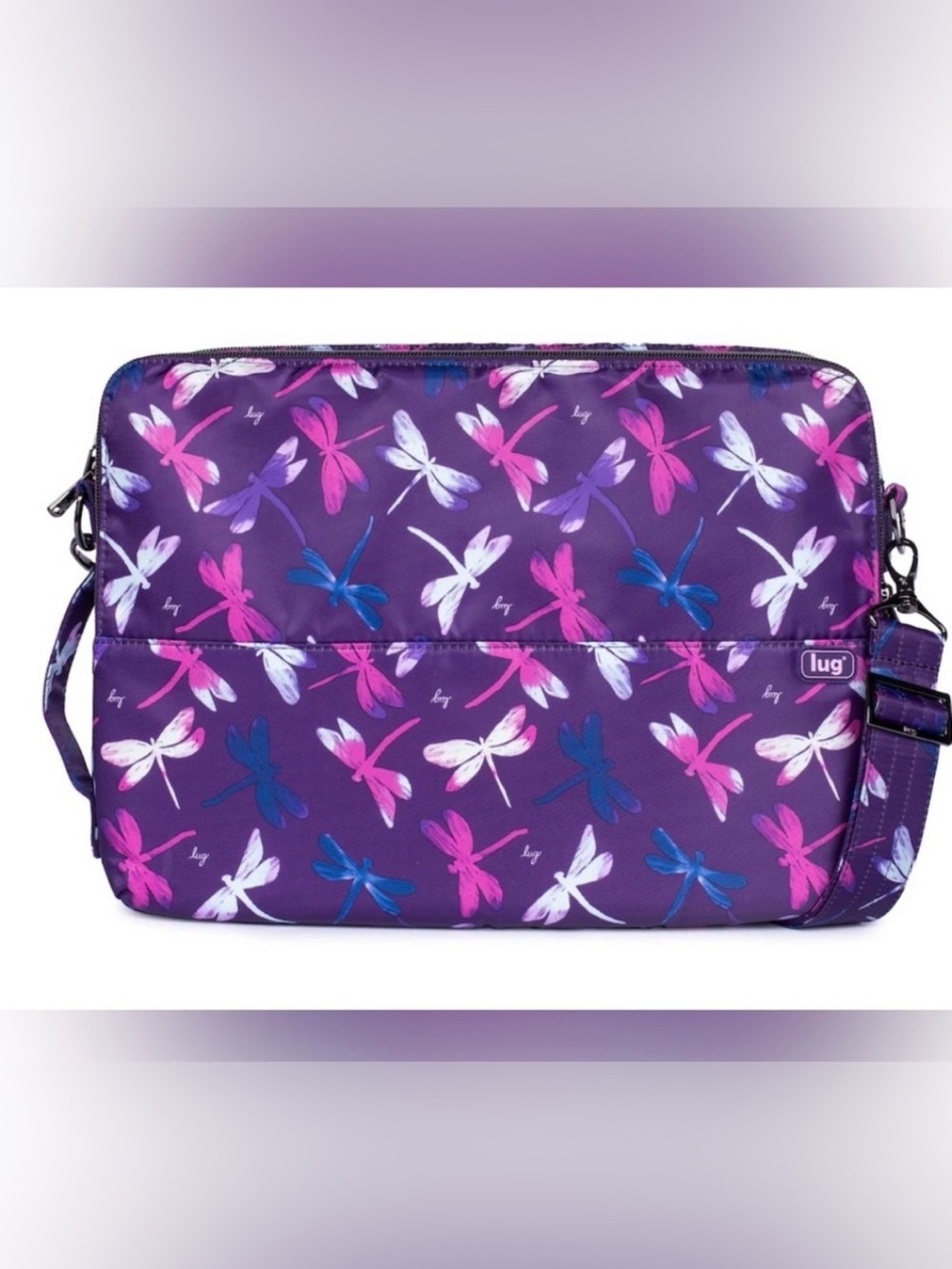 NWOT Brand New Lug laptop bag. Delta Purple Dragonfly